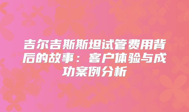 吉尔吉斯斯坦试管费用背后的故事:客户体验与成功案例分析