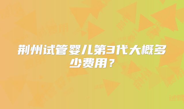 荆州试管婴儿第3代大概多少费用？