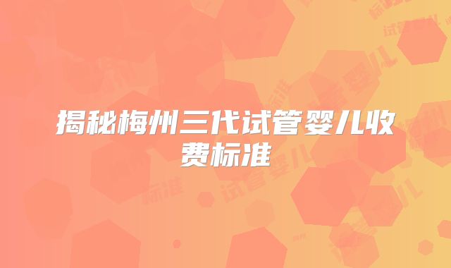 揭秘梅州三代试管婴儿收费标准