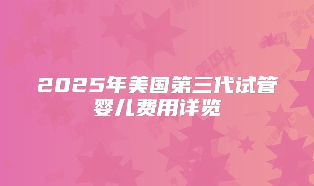 2025年美国第三代试管婴儿费用详览