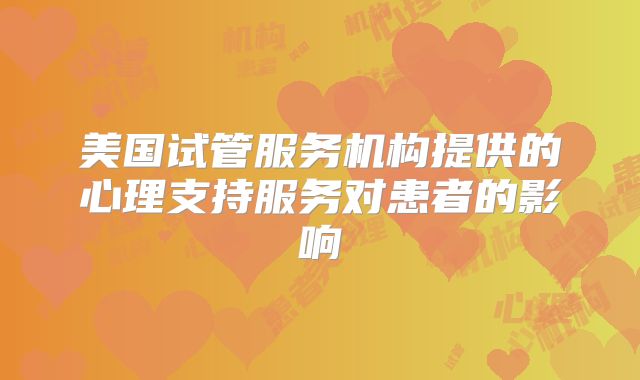 美国试管服务机构提供的心理支持服务对患者的影响