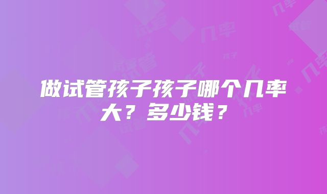 做试管孩子孩子哪个几率大？多少钱？