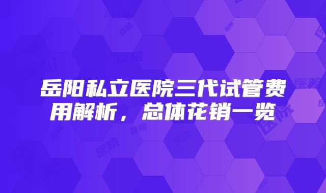 岳阳私立医院三代试管费用解析,总体花销一览