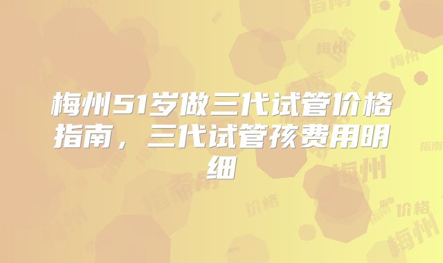 梅州51岁做三代试管价格指南，三代试管孩费用明细