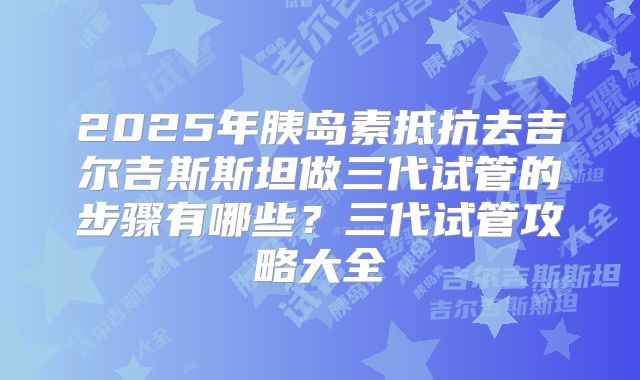 2025年胰岛素抵抗去吉尔吉斯斯坦做三代试管的步骤有哪些？三代试管攻略大全