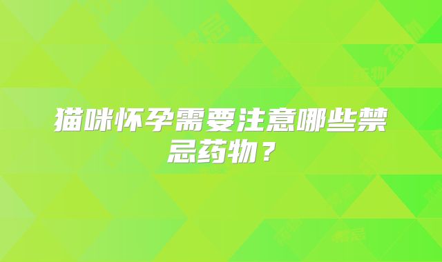 猫咪怀孕需要注意哪些禁忌药物？