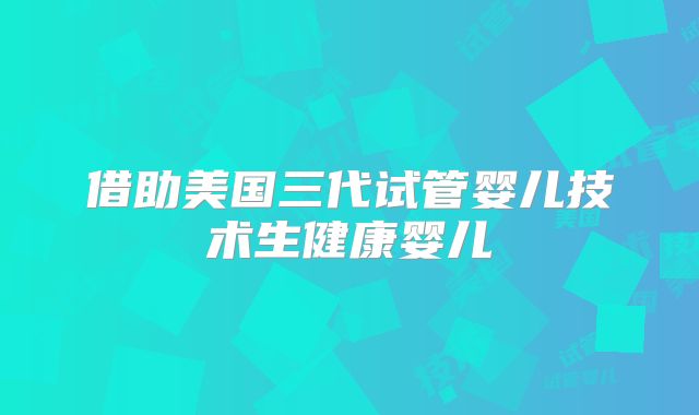 借助美国三代试管婴儿技术生健康婴儿