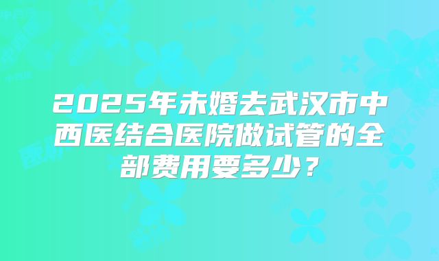 2025年未婚去武汉市中西医结合医院做试管的全部费用要多少？