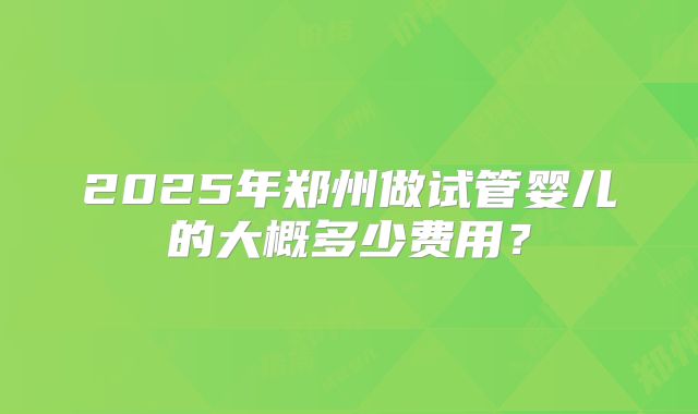 2025年郑州做试管婴儿的大概多少费用？