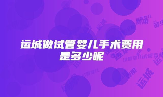 运城做试管婴儿手术费用是多少呢