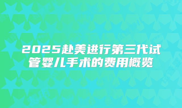 2025赴美进行第三代试管婴儿手术的费用概览