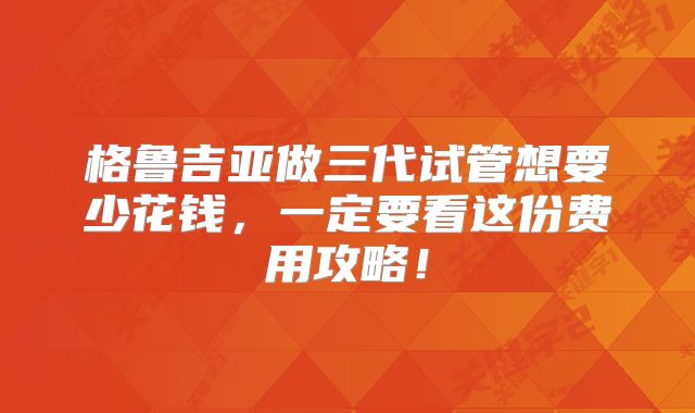 格鲁吉亚做三代试管想要少花钱,一定要看这份费用攻略!