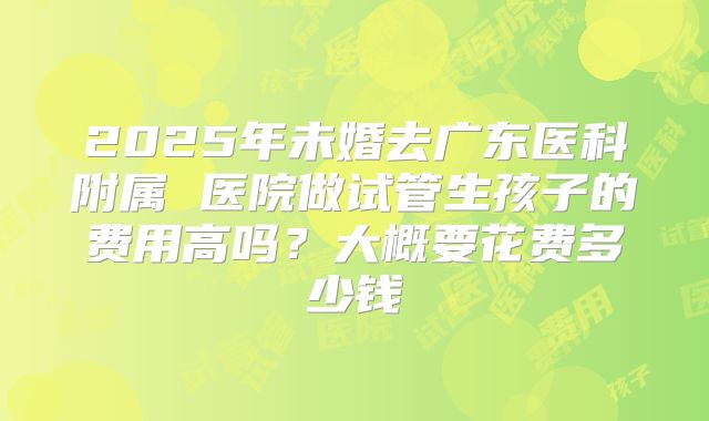 2025年未婚去广东医科附属 医院做试管生孩子的费用高吗？大概要花费多少钱