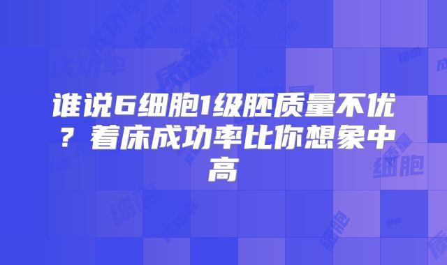 谁说6细胞1级胚质量不优？着床成功率比你想象中高