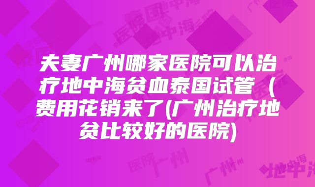 夫妻广州哪家医院可以治疗地中海贫血泰国试管（费用花销来了(广州治疗地贫比较好的医院)