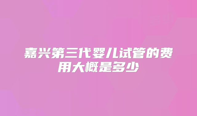嘉兴第三代婴儿试管的费用大概是多少