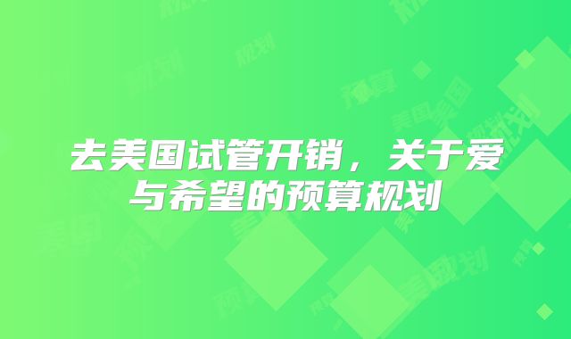 去美国试管开销，关于爱与希望的预算规划