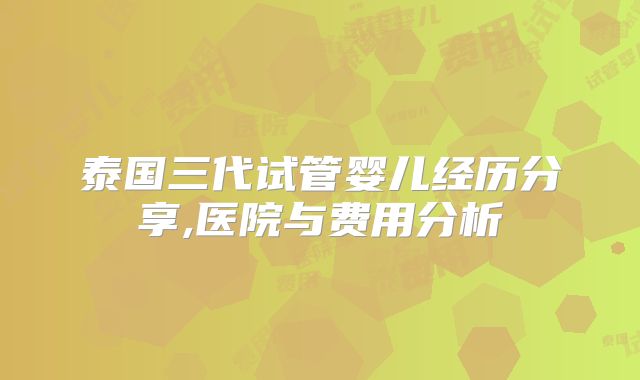 泰国三代试管婴儿经历分享,医院与费用分析