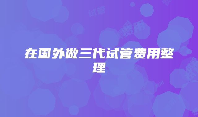 在国外做三代试管费用整理