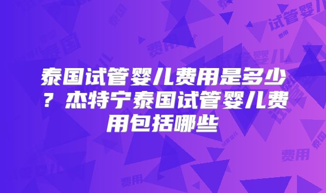 泰国试管婴儿费用是多少？杰特宁泰国试管婴儿费用包括哪些
