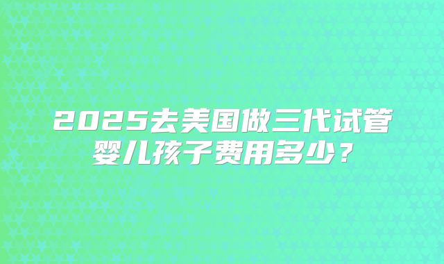 2025去美国做三代试管婴儿孩子费用多少？