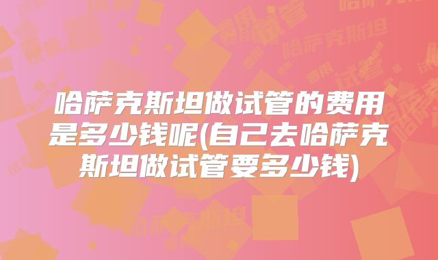 哈萨克斯坦做试管的费用是多少钱呢(自己去哈萨克斯坦做试管要多少钱)
