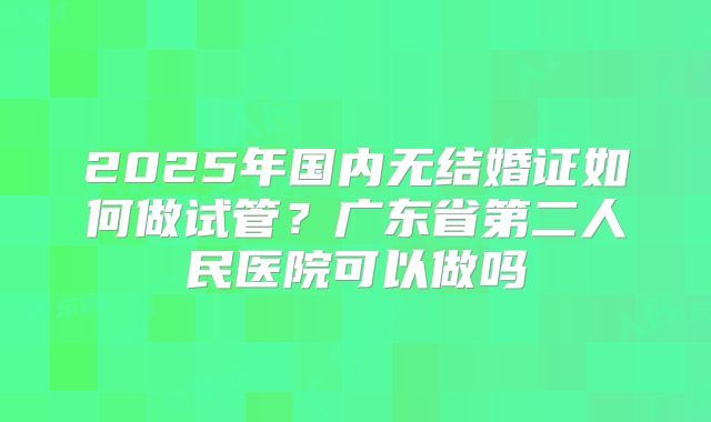 2025年国内无结婚证如何做试管？广东省第二人民医院可以做吗