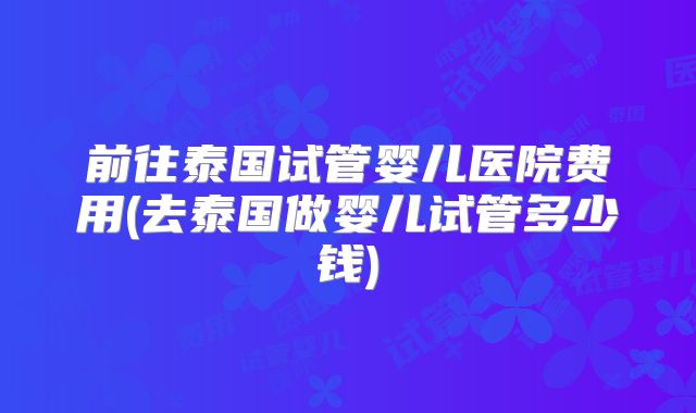 前往泰国试管婴儿医院费用(去泰国做婴儿试管多少钱)