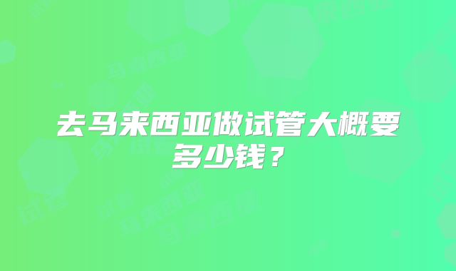 去马来西亚做试管大概要多少钱？