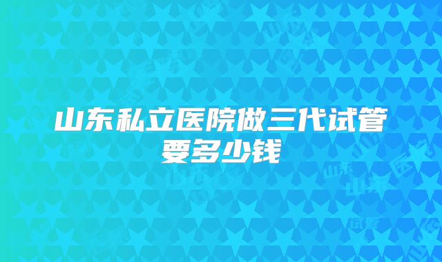 山东私立医院做三代试管要多少钱
