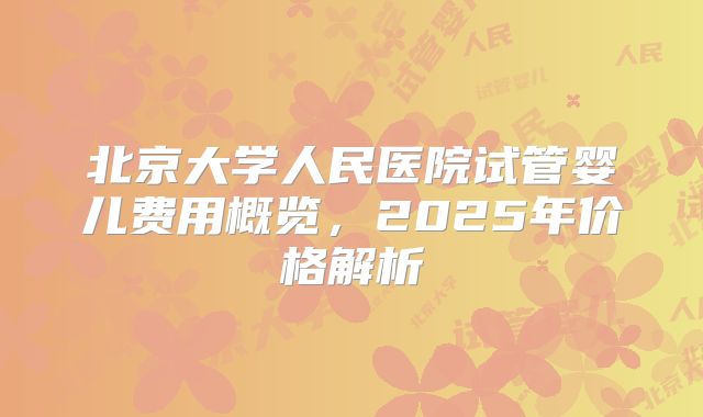 北京大学人民医院试管婴儿费用概览，2025年价格解析