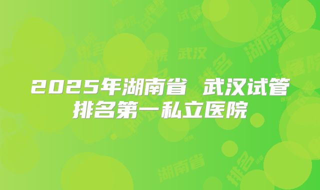 2025年湖南省 武汉试管排名第一私立医院