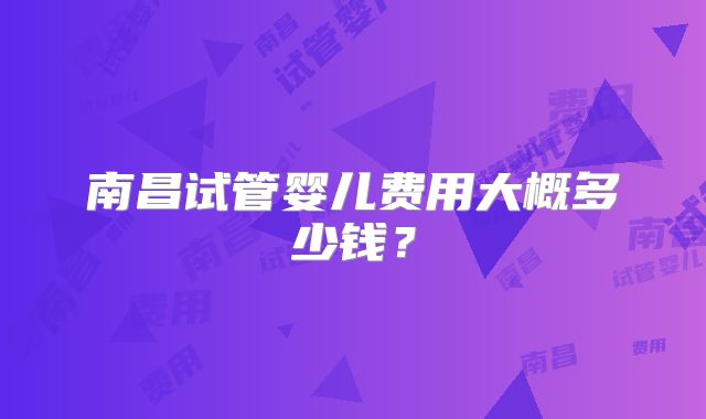 南昌试管婴儿费用大概多少钱？