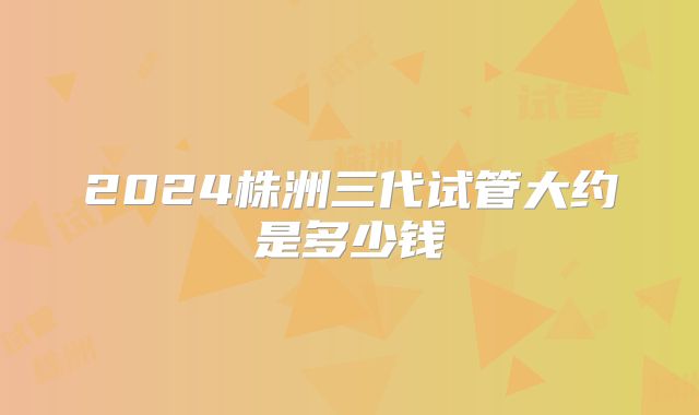 2024株洲三代试管大约是多少钱