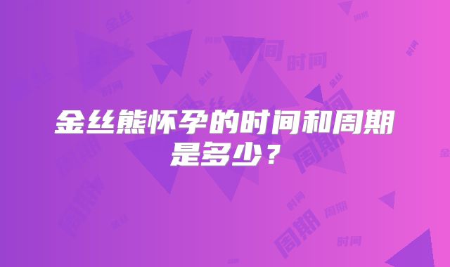 金丝熊怀孕的时间和周期是多少？