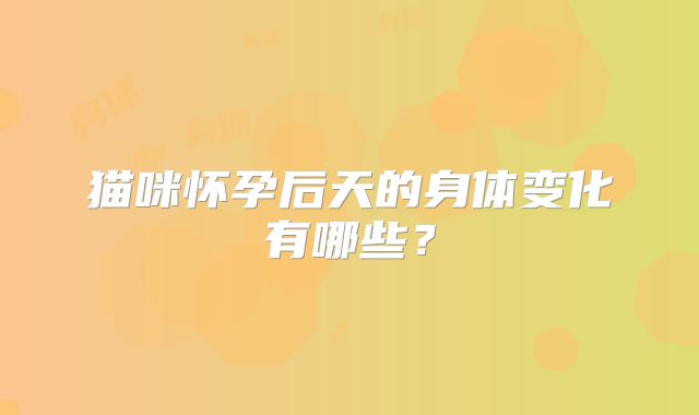 猫咪怀孕后天的身体变化有哪些？