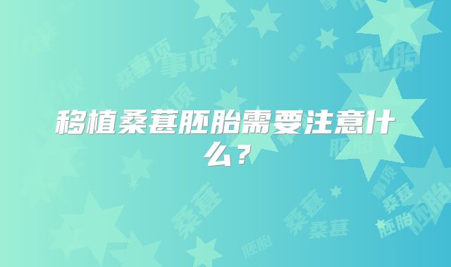 移植桑葚胚胎需要注意什么？