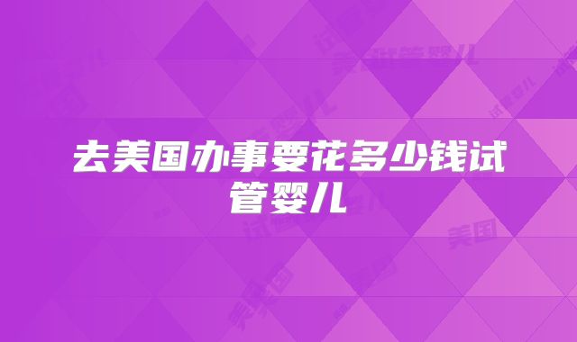 去美国办事要花多少钱试管婴儿
