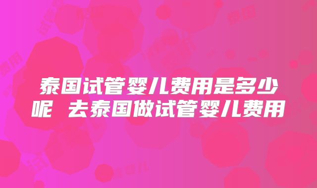 泰国试管婴儿费用是多少呢 去泰国做试管婴儿费用
