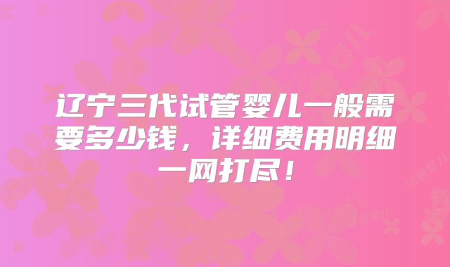 辽宁三代试管婴儿一般需要多少钱，详细费用明细一网打尽！