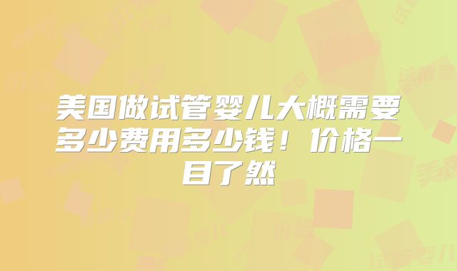 美国做试管婴儿大概需要多少费用多少钱！价格一目了然