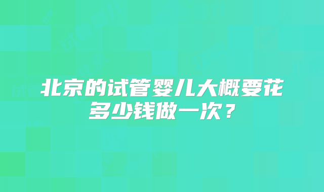 北京的试管婴儿大概要花多少钱做一次?