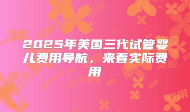2025年美国三代试管婴儿费用导航，来看实际费用
