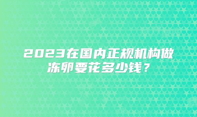 2023在国内正规机构做冻卵要花多少钱？