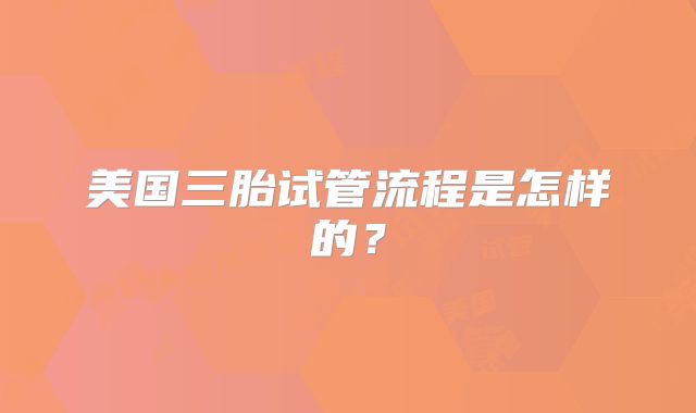 美国三胎试管流程是怎样的？