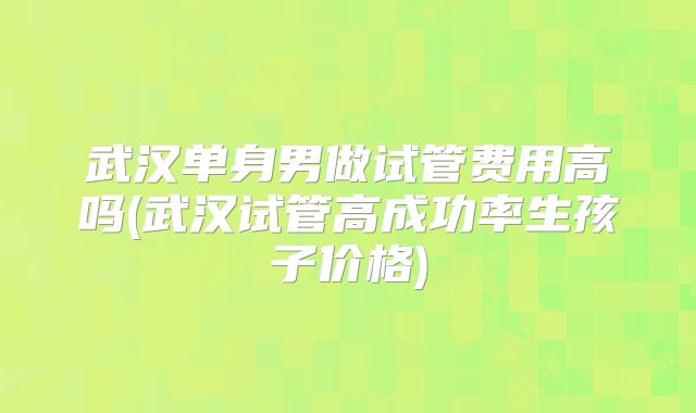 武汉单身男做试管费用高吗(武汉试管高成功率生孩子价格)