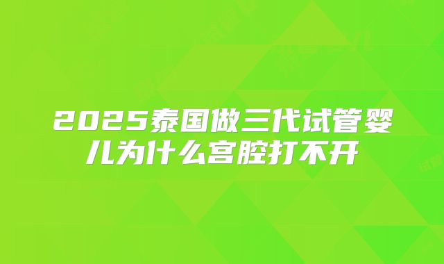 2025泰国做三代试管婴儿为什么宫腔打不开