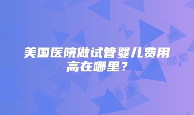 美国医院做试管婴儿费用高在哪里？