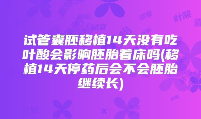 试管囊胚移植14天没有吃叶酸会影响胚胎着床吗(移植14天停药后会不会胚胎继续长)