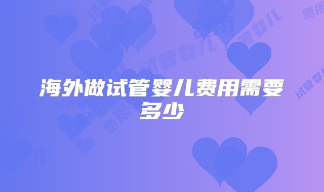 海外做试管婴儿费用需要多少